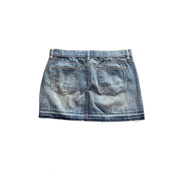 Y2K, Old Navy, distressed, unhand, blue jeans, mini skirt - Picture 2 of 5